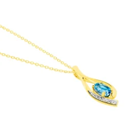Collier Or Jaune Sagesse Topaze Oxydes De Zirconium