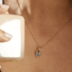 Collier Or Jaune Sagesse Topaze Oxydes De Zirconium