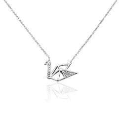 Collier Origami Argent Blanc Oxyde De Zirconium