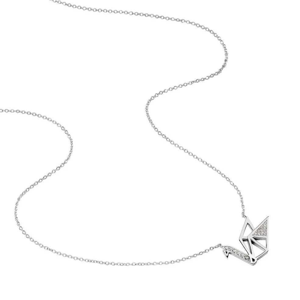 Collier Origami Argent Blanc Oxyde De Zirconium