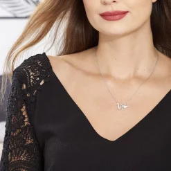 Collier Origami Argent Blanc Oxyde De Zirconium