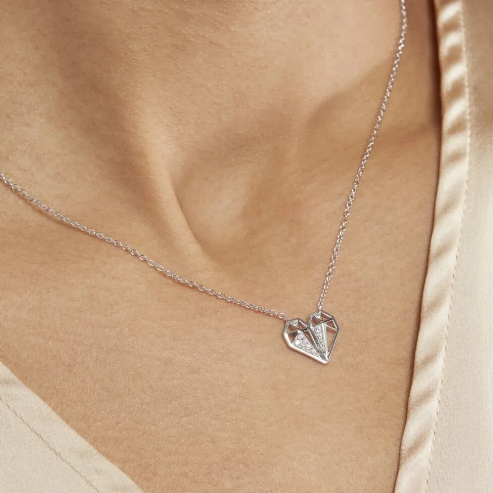 Collier Origami Argent Blanc Oxyde De Zirconium