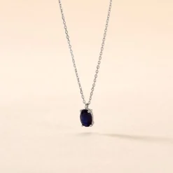 Collier Ovale Or Blanc Saphir