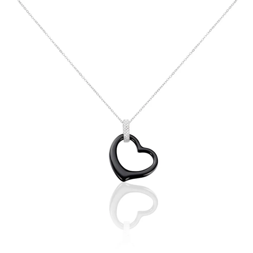 Collier Pam Argent Blanc Céramique Et Oxyde De Zirconium
