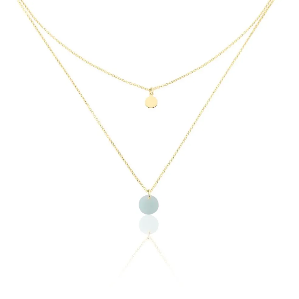 Collier Pampilles Colorées Or Jaune Amazonite