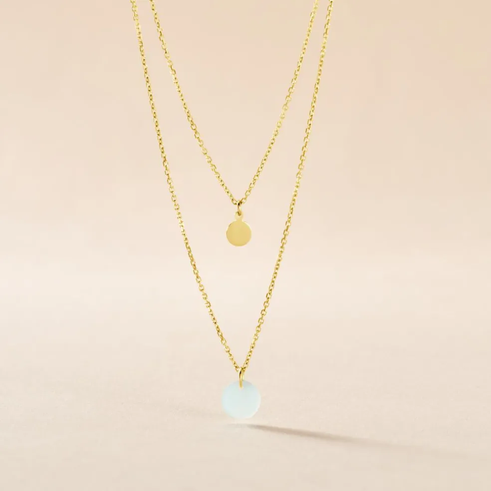 Collier Pampilles Colorées Or Jaune Amazonite