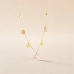 Collier Pampilles Colorées Or Jaune Nacre