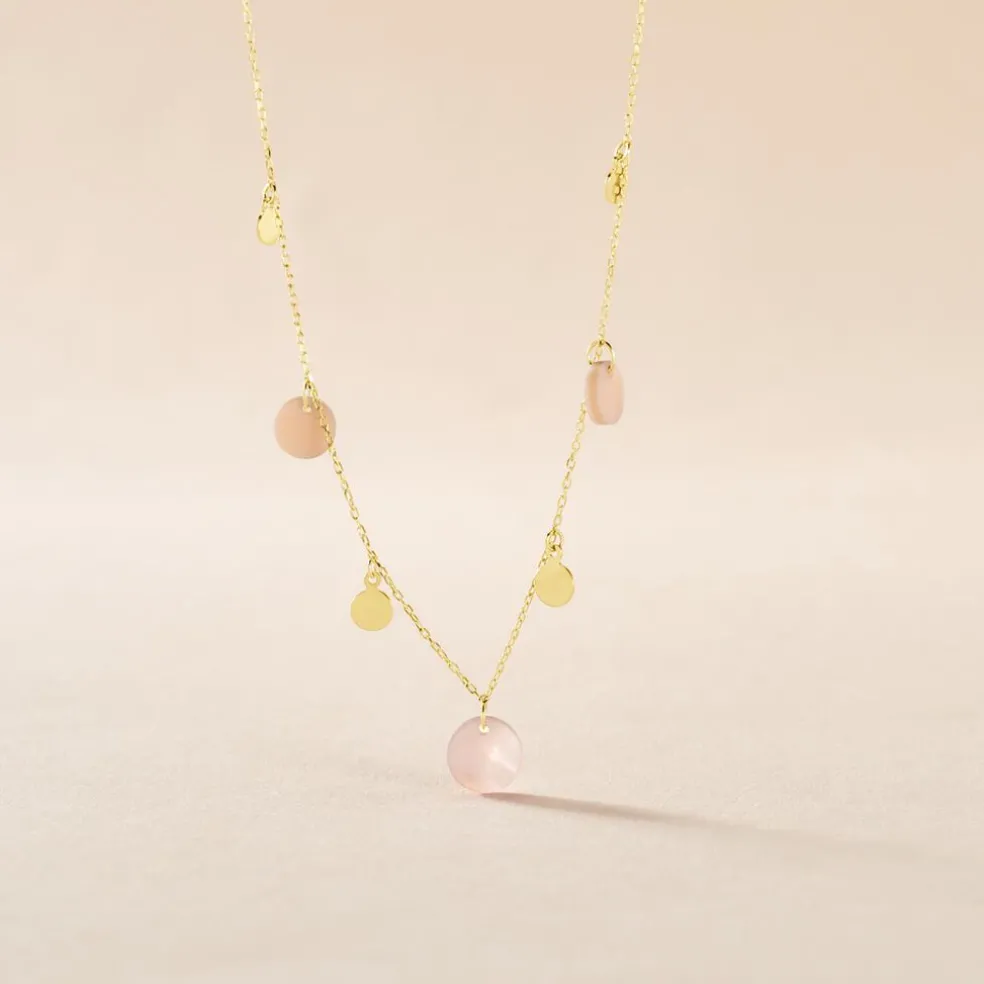 Collier Pampilles Colorées Or Jaune Nacre