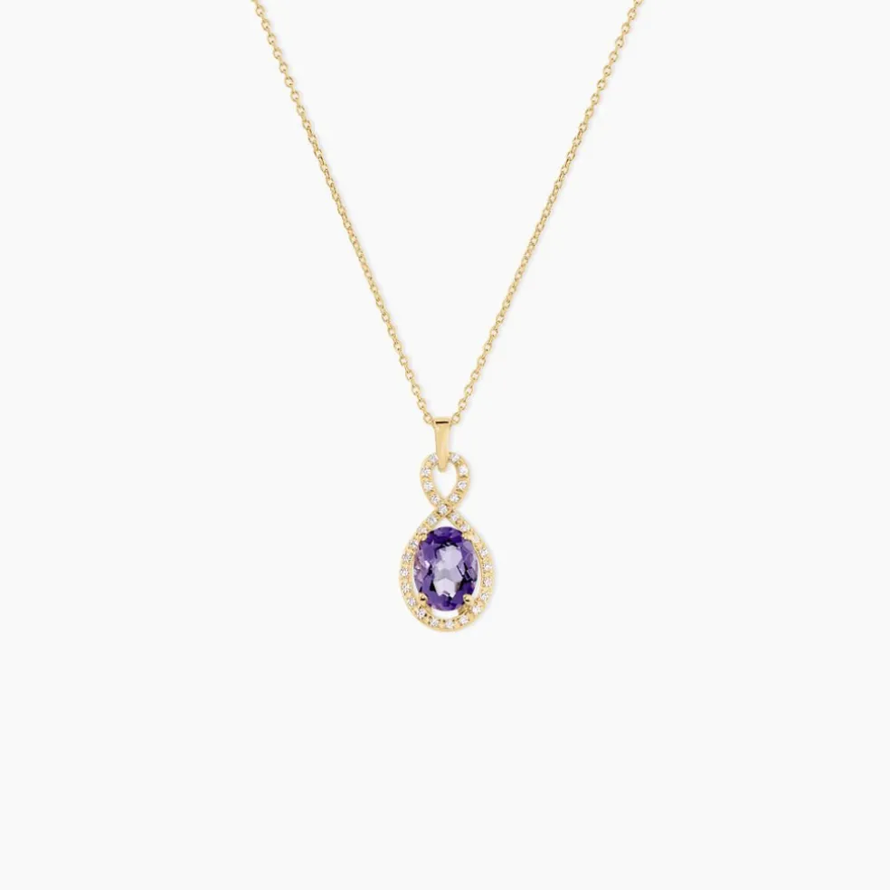 Collier Passion Or Jaune Amethyste Et Oxyde De Zirconium