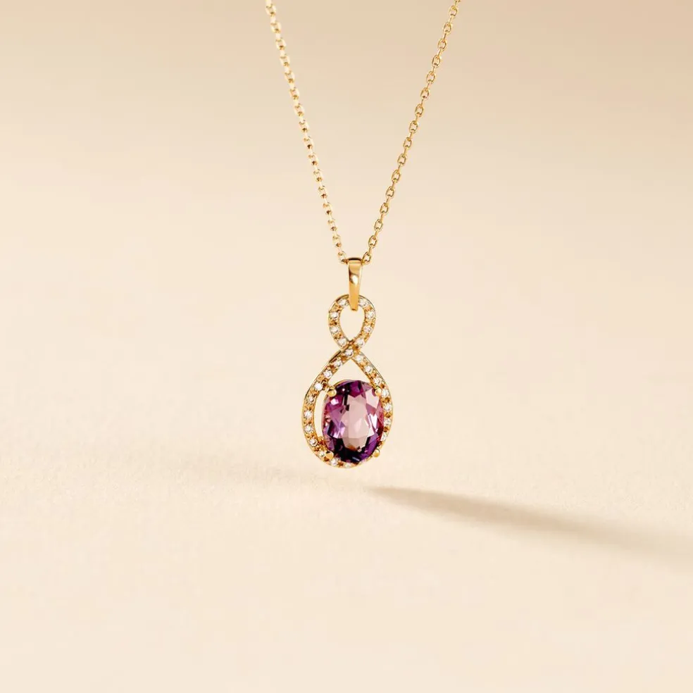 Collier Passion Or Jaune Amethyste Et Oxyde De Zirconium