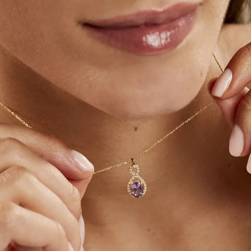 Collier Passion Or Jaune Amethyste Et Oxyde De Zirconium