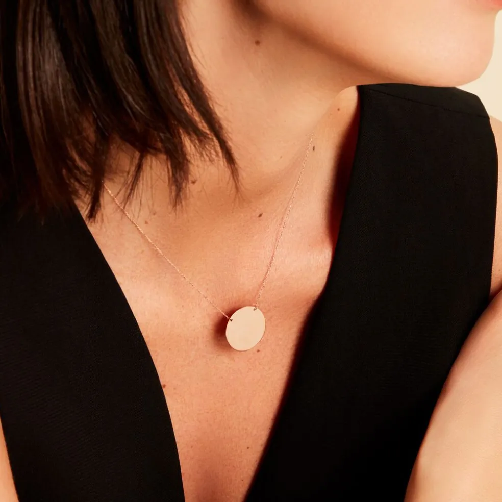 Collier Pastille Gravable Or Rose