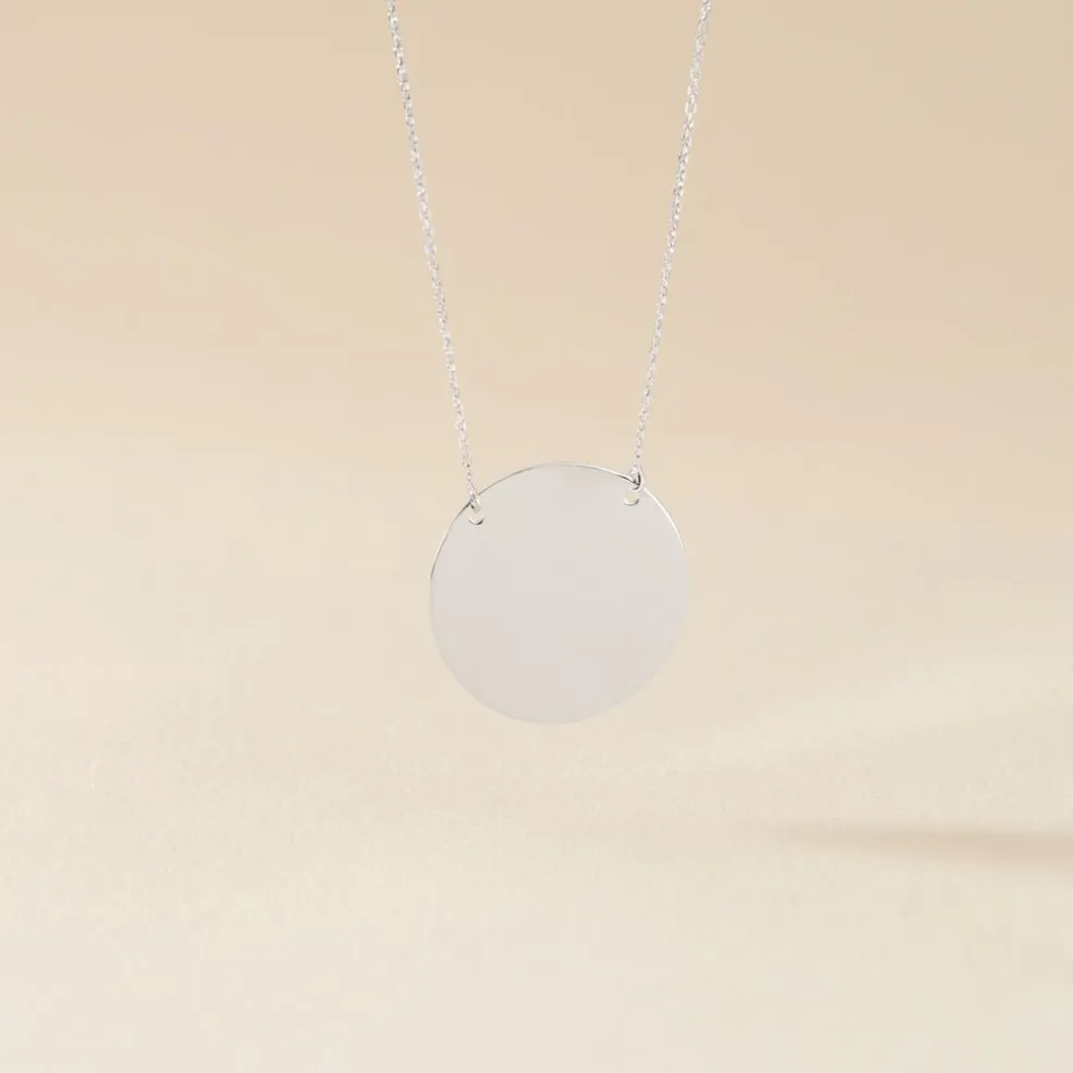 Collier Pastille Gravable Or Blanc