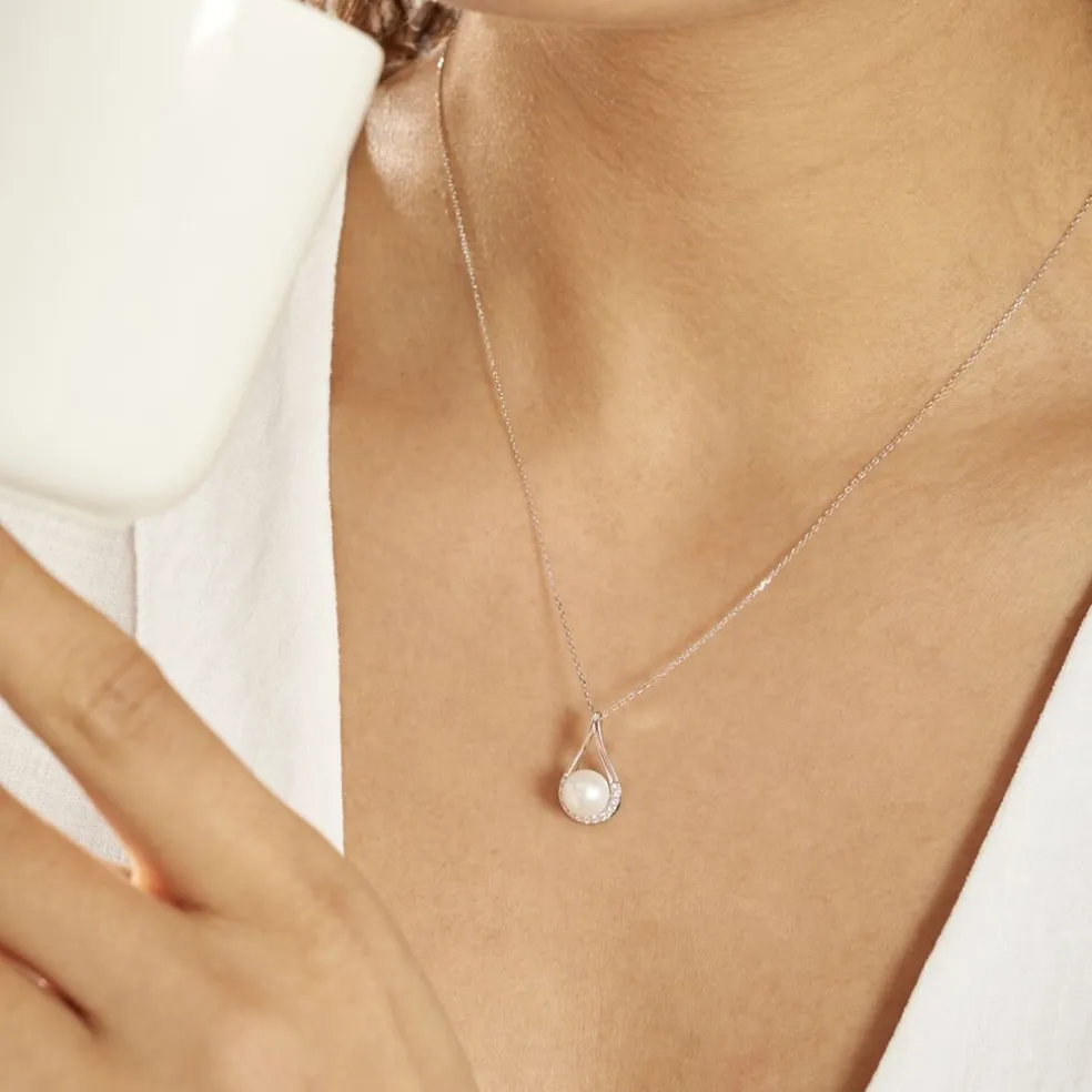 Collier Patricia Or Blanc Perle De Culture Oxyde