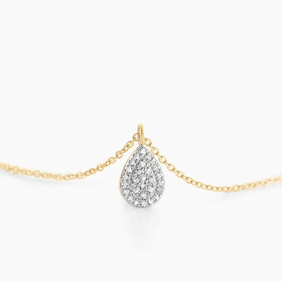 Collier Pear C Or Jaune Diamant