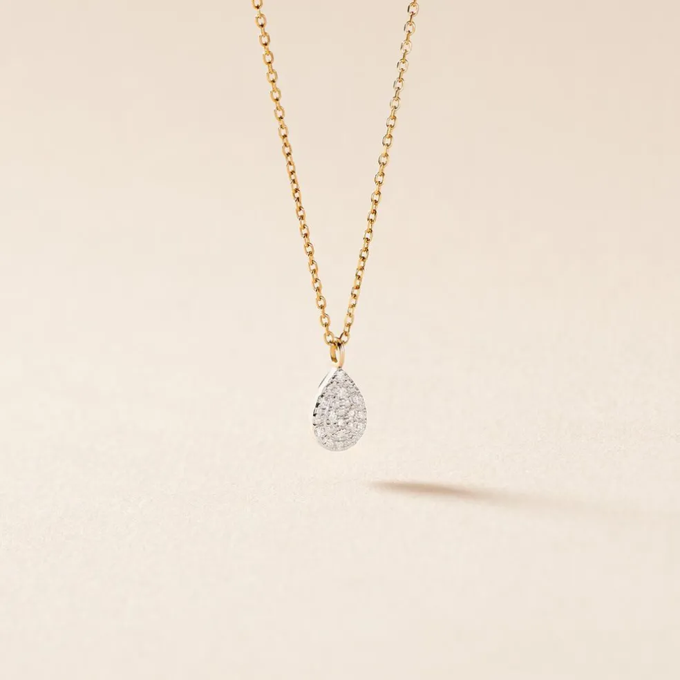 Collier Pear C Or Jaune Diamant