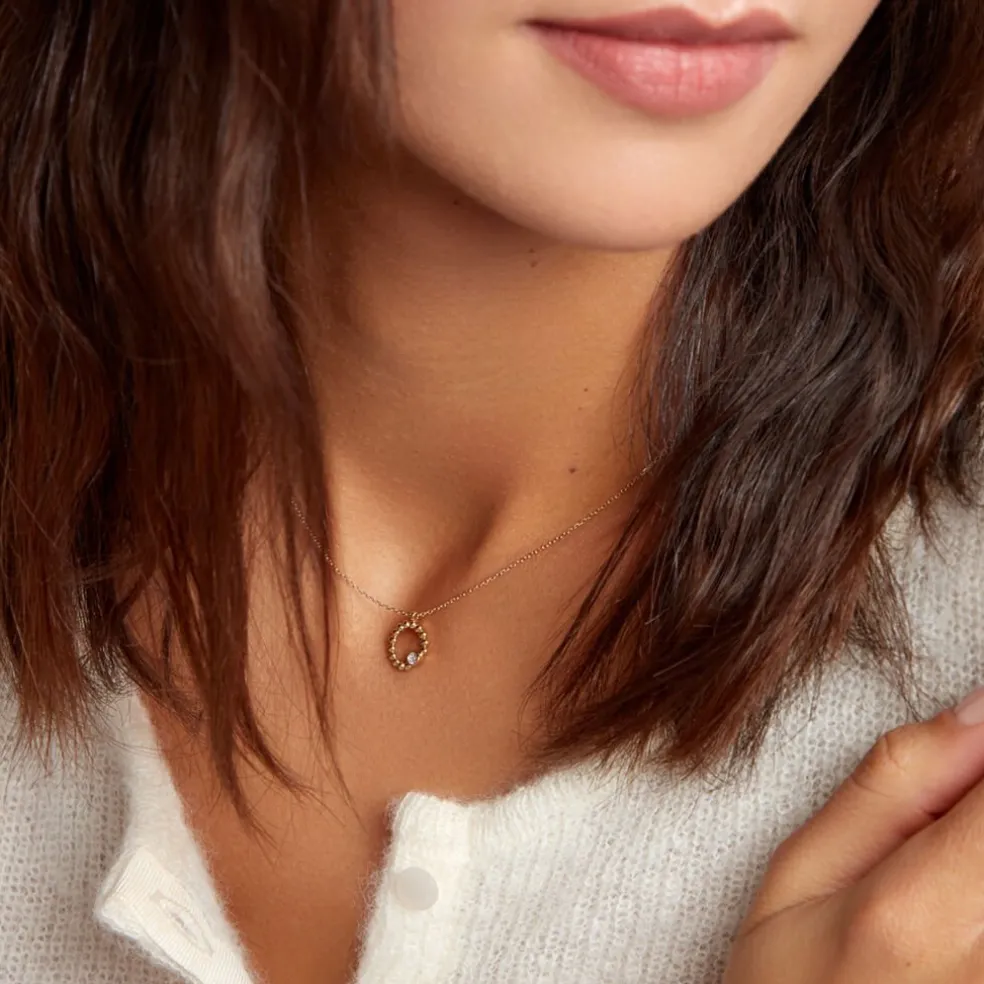 Collier Pearly Effect Or Jaune Diamant