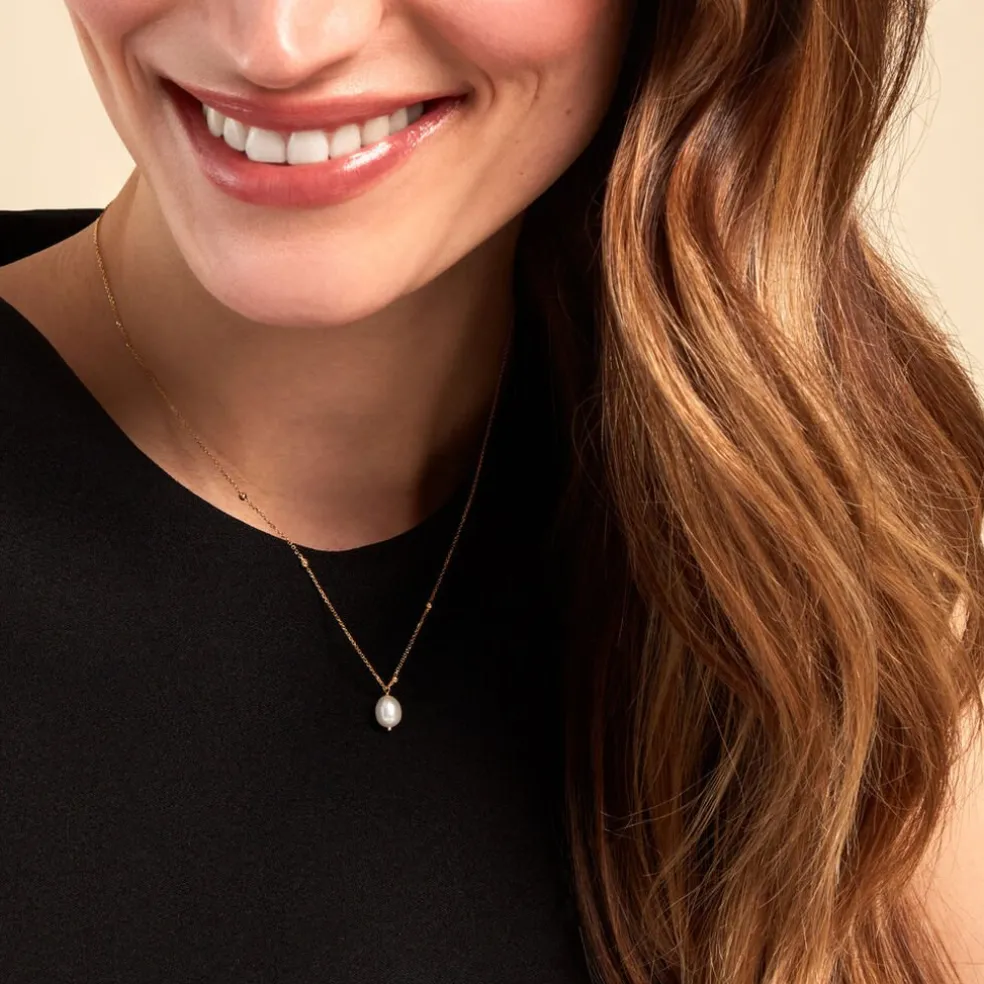 Collier Pearly Or Jaune Perle De Culture