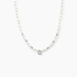 Collier Perlissima Argent Blanc Oxyde Et Perle De Culture