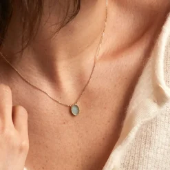 Collier Pernia Or Jaune Amazonite