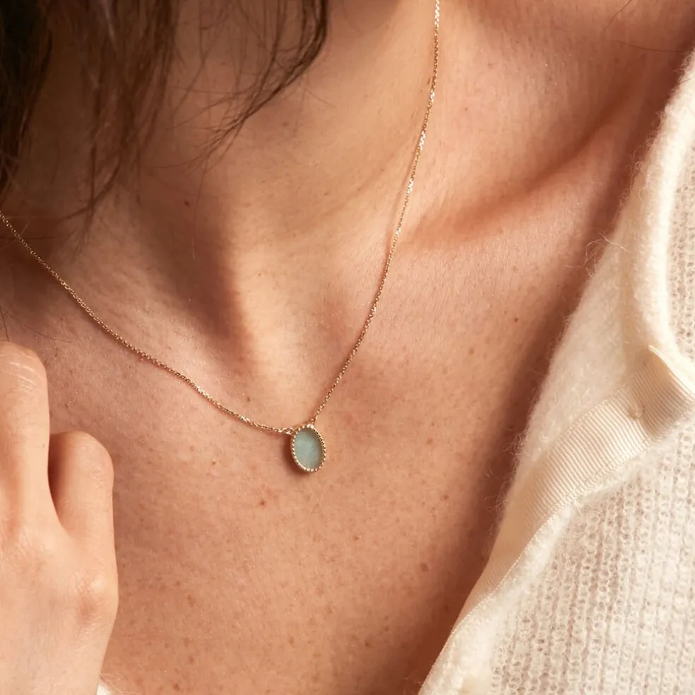 Collier Pernia Or Jaune Amazonite