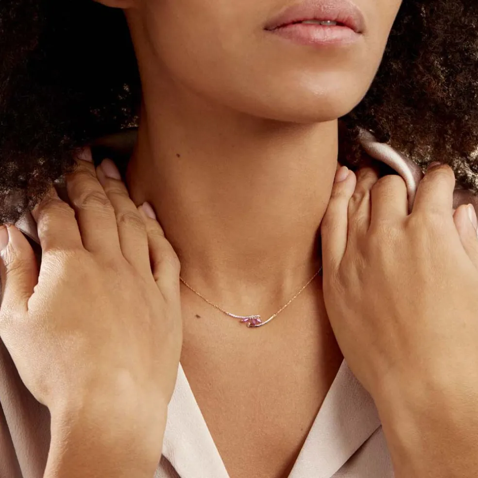 Collier Petale Or Bicolore Rubis Et Diamant