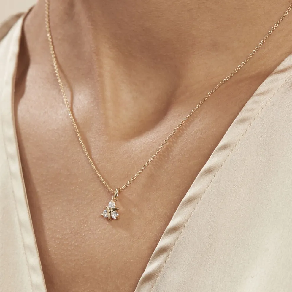 Collier Plaqué Or Jacinth Oxyde De Zirconium