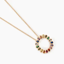 Collier Plaqué Or Jaune Ethem Pierres Multicolores