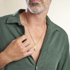 Collier Plaqué Or Jaune Francesco Onyx Noir