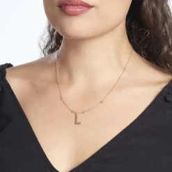 Collier Plaqué Or Jaune Lettra