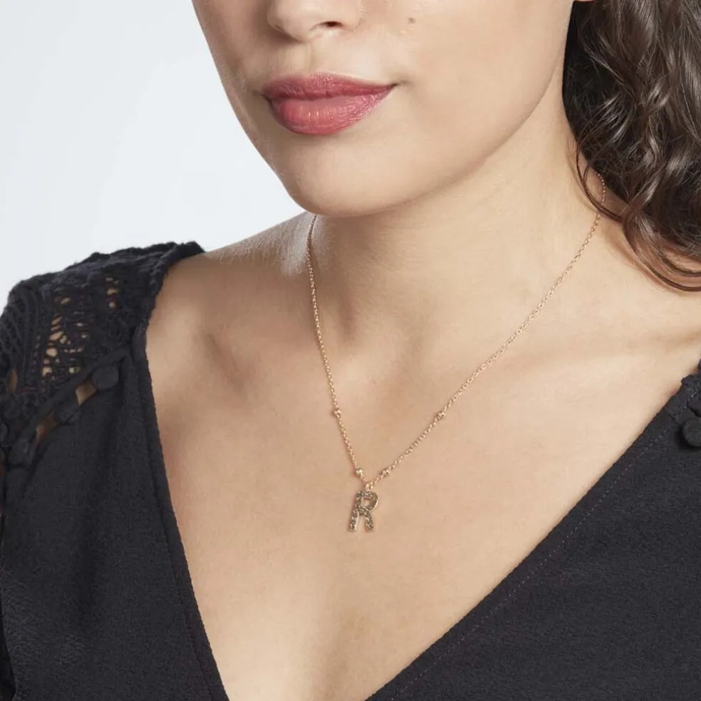 Collier Plaqué Or Jaune Lettra