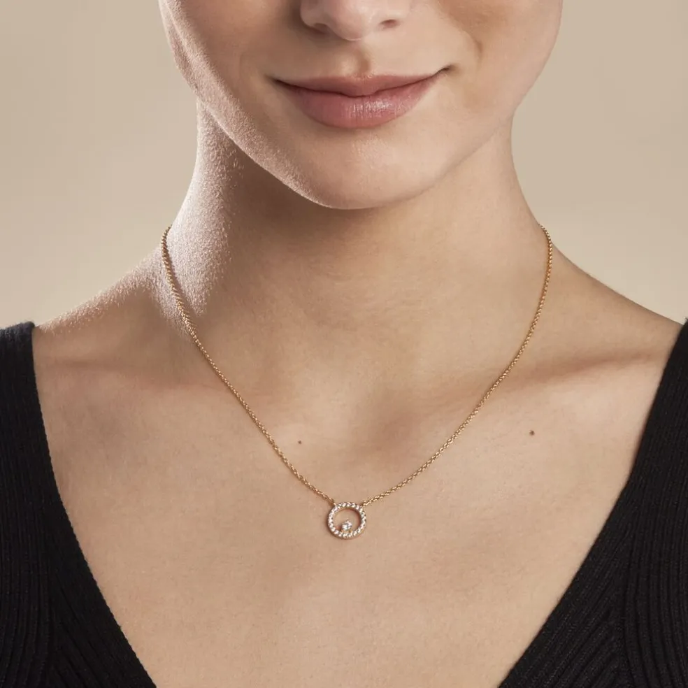 Collier Plaqué Or Lila Oxydes De Zirconium