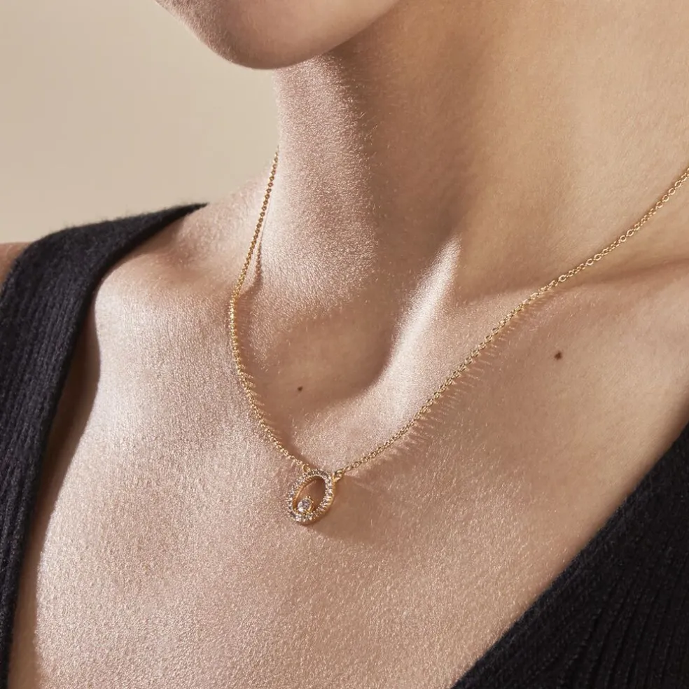 Collier Plaqué Or Lila Oxydes De Zirconium