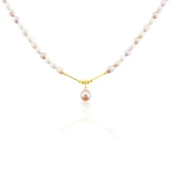 Collier Poire Or Jaune Perle De Culture