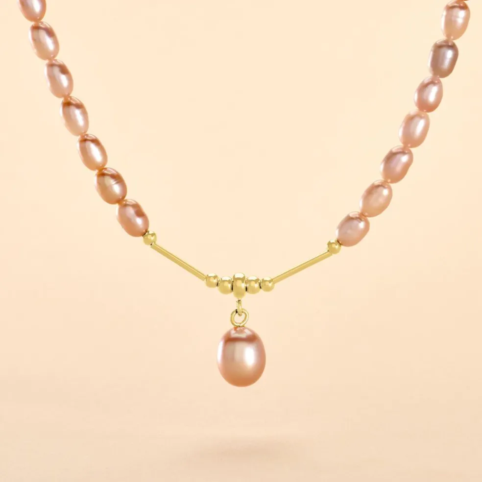 Collier Poire Or Jaune Perle De Culture