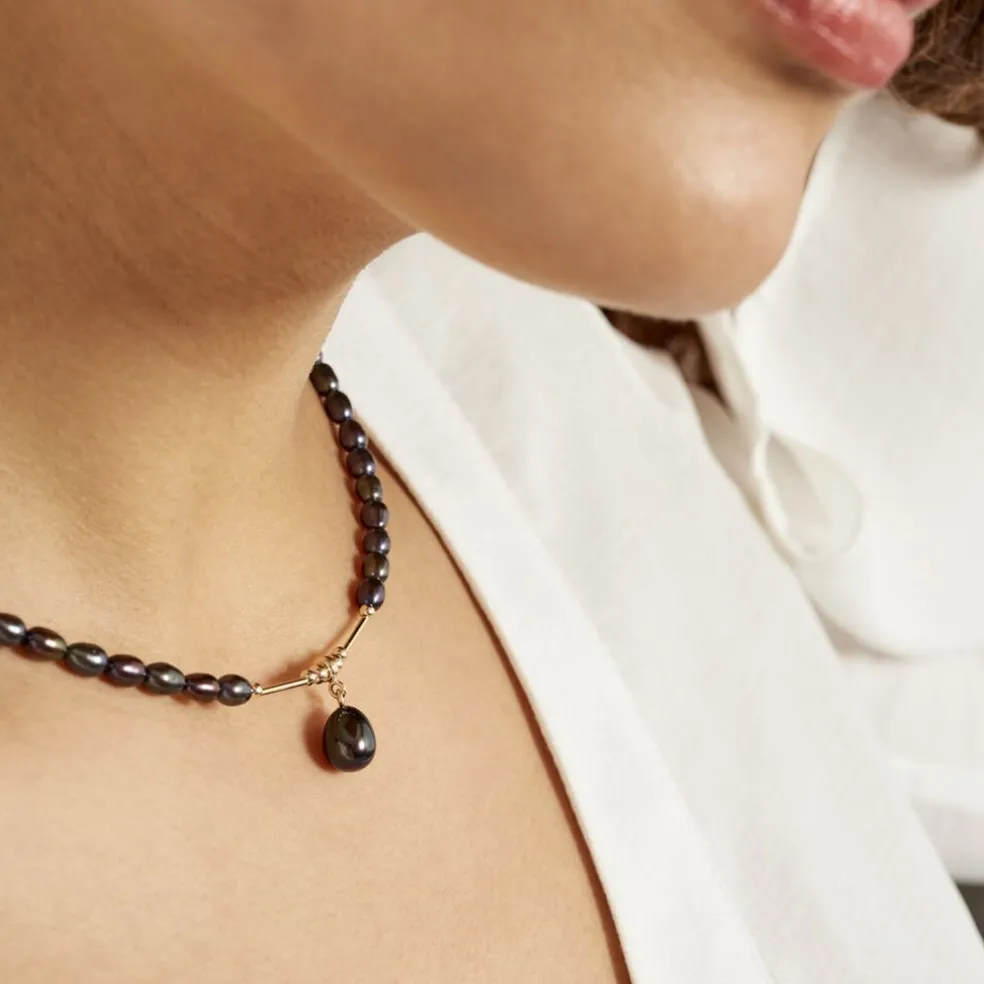 Collier Poire Or Jaune Perle De Culture