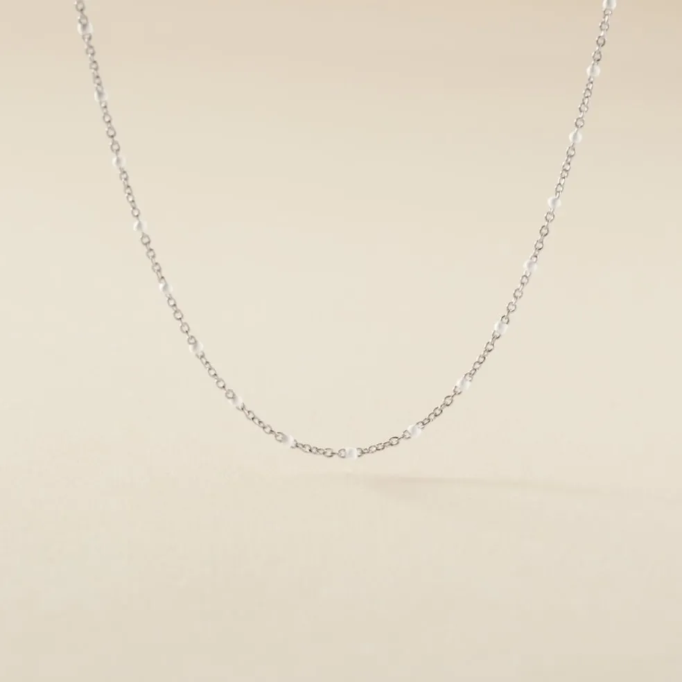 Collier Polka Argent Blanc