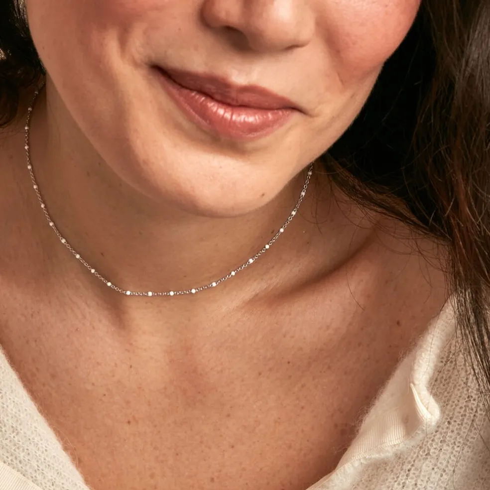 Collier Polka Argent Blanc