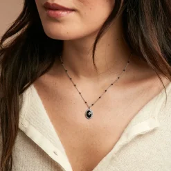 Collier Polka Argent Blanc