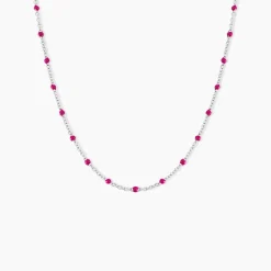 Collier Polka Argent Blanc