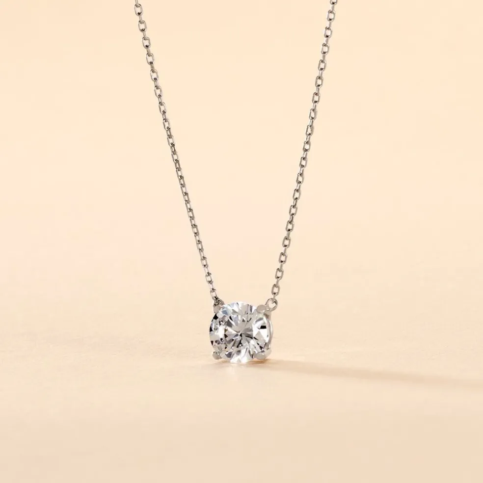 Collier Ponama Or Blanc Oxyde De Zirconium