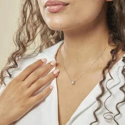 Collier Ponama Or Blanc Oxyde De Zirconium