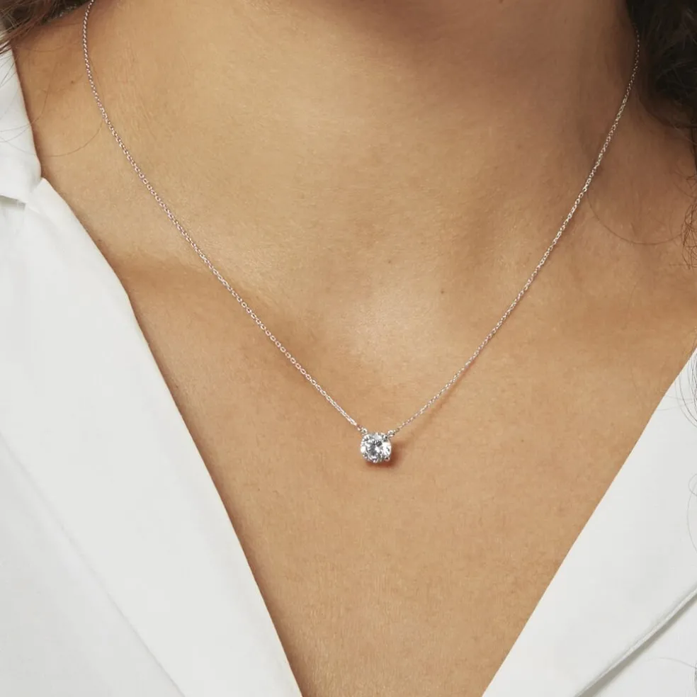 Collier Ponama Or Blanc Oxyde De Zirconium