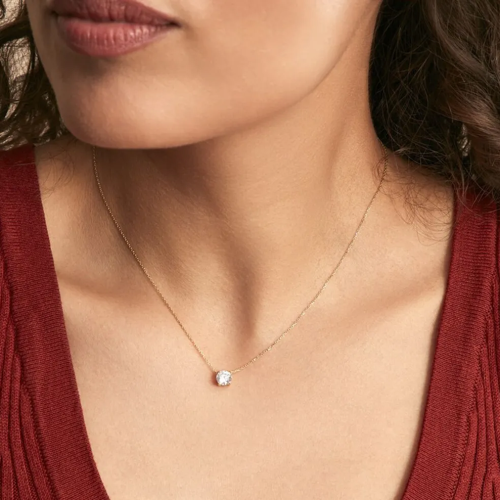 Collier Ponama Or Jaune Oxyde De Zirconium