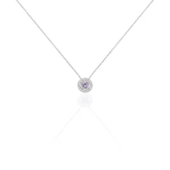 Collier Priscillya Or Blanc Amethyste Et Oxyde De Zirconium