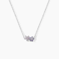 Collier Purple Bloom Argent Blanc Oxyde De Zirconium