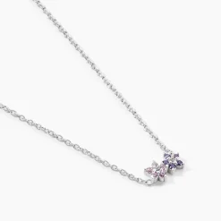 Collier Purple Bloom Argent Blanc Oxyde De Zirconium