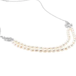 Collier Pygmalion Argent Blanc Oxyde De Zirconium Perle De Culture