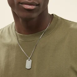 Collier Quadrillage Acier Blanc