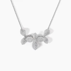 Collier Radiant Bloom Argent Blanc Oxyde